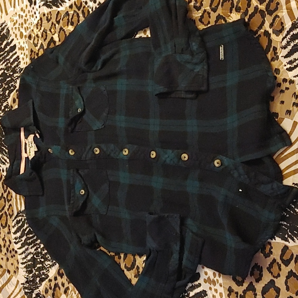 Triple 5 Turquoise Black Checkered Shirt Sz Sm